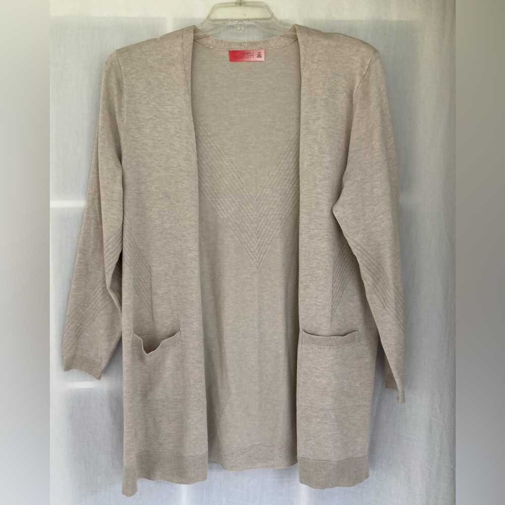 Womens Beige Simply Scarlet directional ribbed cardigan. Size L.